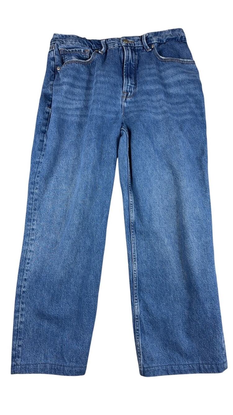 Good American Jeans Womens 10/30 Wide Leg High Rise Medium Wash Blue Denim